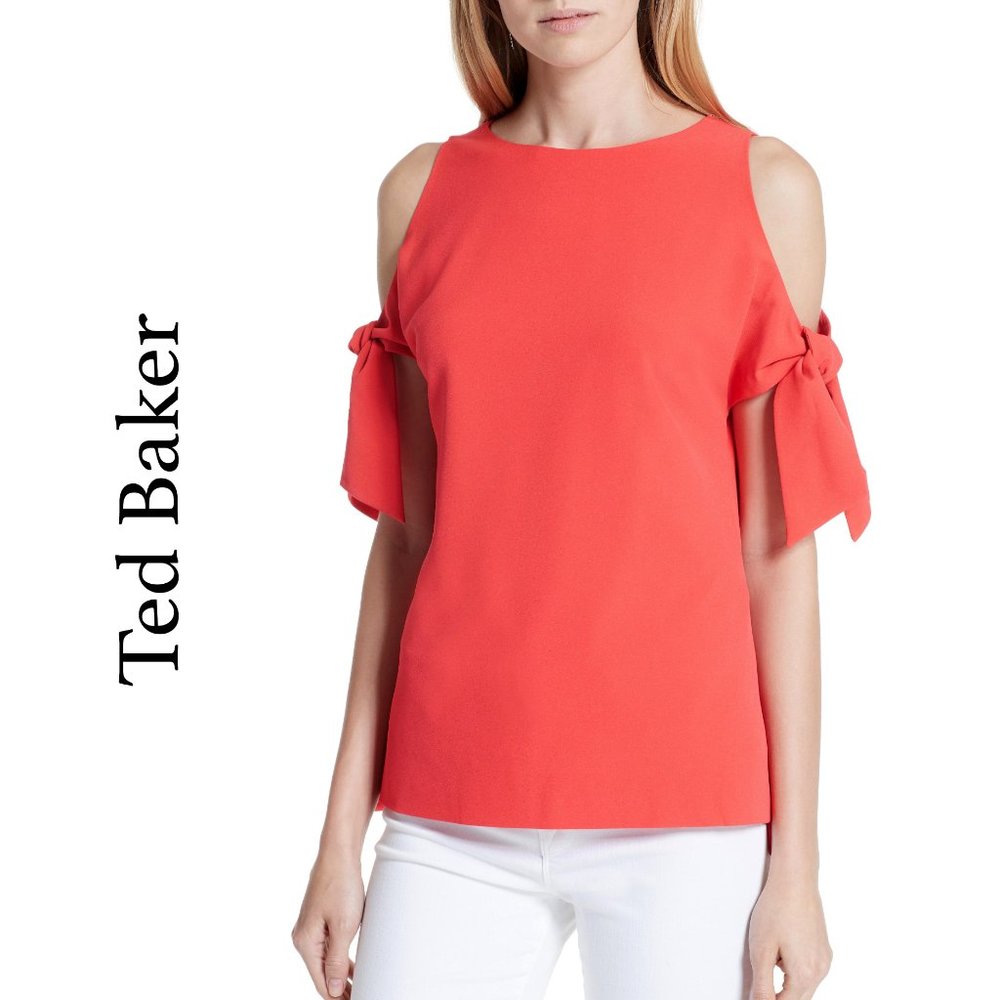 🔴 SUMMER SALE- Ted Baker London Coral Tie Sleeve Blouse. NWT